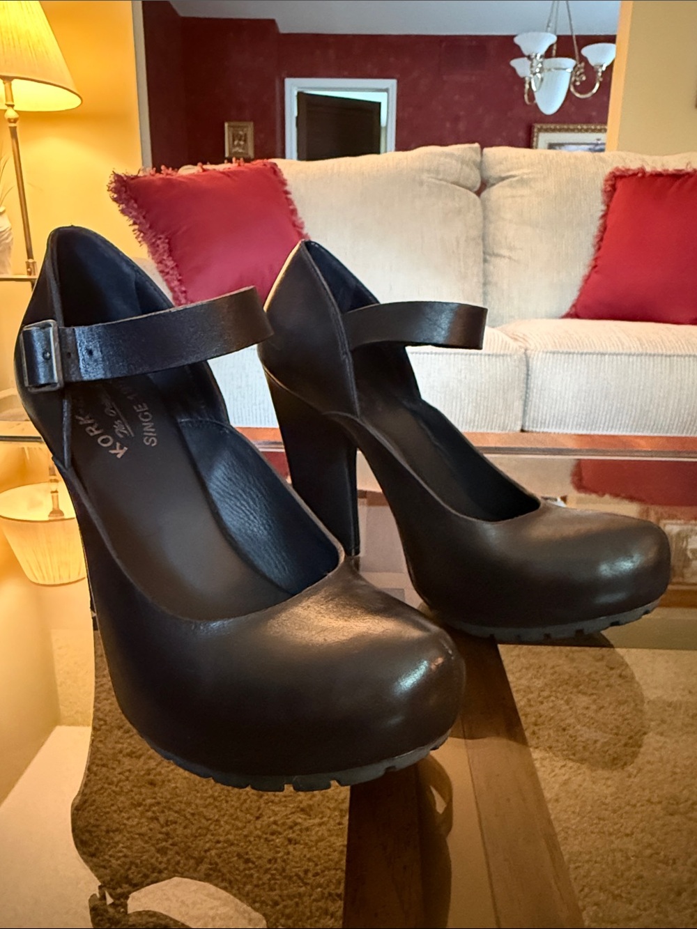 KORK-EASE “PRISCILLA” Black Leather Hidden Platform Mary Jane Heel - Size 8/39 - Picture 4 of 17